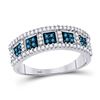 Image 1 : Round Blue Color Enhanced Diamond Band Ring 1/2 Cttw 10KT White Gold