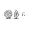 Image 1 : Round Diamond Framed Flower Cluster Earrings 1-3/4 Cttw 14KT White Gold