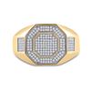 Image 2 : Round Diamond Octagon Cluster Ring 3/8 Cttw 10KT Yellow Gold