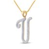 Image 2 : Round Diamond Initial U Letter Pendant 1/5 Cttw 10KT Yellow Gold