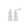 Baguette Diamond Dangle Earrings 1-1/3 Cttw 14KT White Gold