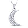 Round Diamond Crescent Moon Fashion Pendant 1/8 Cttw 10KT White Gold