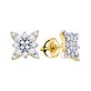 Image 2 : Round Diamond Starburst Cluster Earrings 5/8 Cttw 14KT Yellow Gold