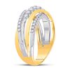Image 2 : Round Diamond Graduated Crossover Band Ring 1/2 Cttw 14KT Yellow Gold