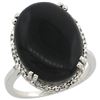 Image 1 : 6.39 CTW Onyx & Diamond Ring 10K White Gold - REF-42M2K