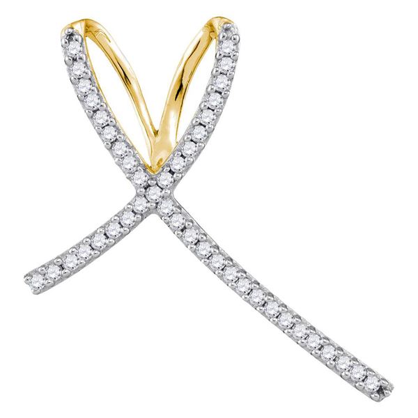 Round Diamond Cross Religious Pendant 1/4 Cttw 10KT Yellow Gold