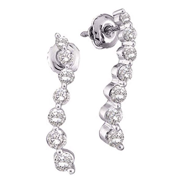 Round Diamond Journey Earrings 1/4 Cttw 10KT White Gold