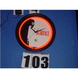 "Scarface" round illuminated clock 12"