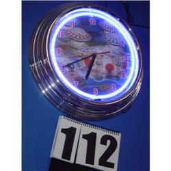Round neon pinball clock 12" face