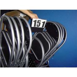 Folding chair caddy with 8 cushioned folding chairs black & pewter