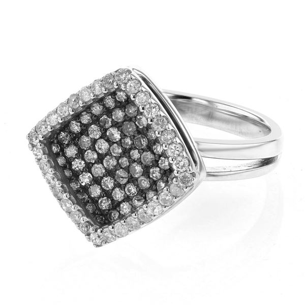 Natural 0.99 CTW Diamond Ring 18K White Gold - REF-117T2X