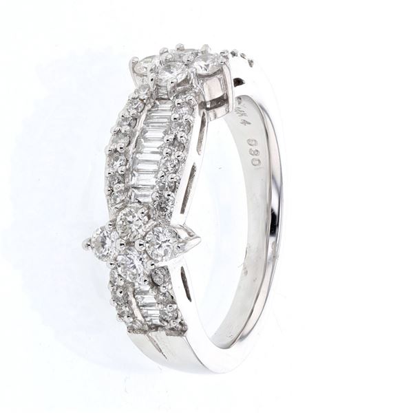 Natural 1.07 CTW Diamond Ring 14K White Gold - REF-144T2X