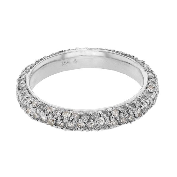 Natural 1.50 CTW Diamond Band Ring 14K White Gold - REF-110T7X