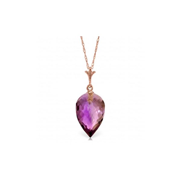 Genuine 9.5 ctw Amethyst Necklace 14KT Rose Gold - REF-21M2T
