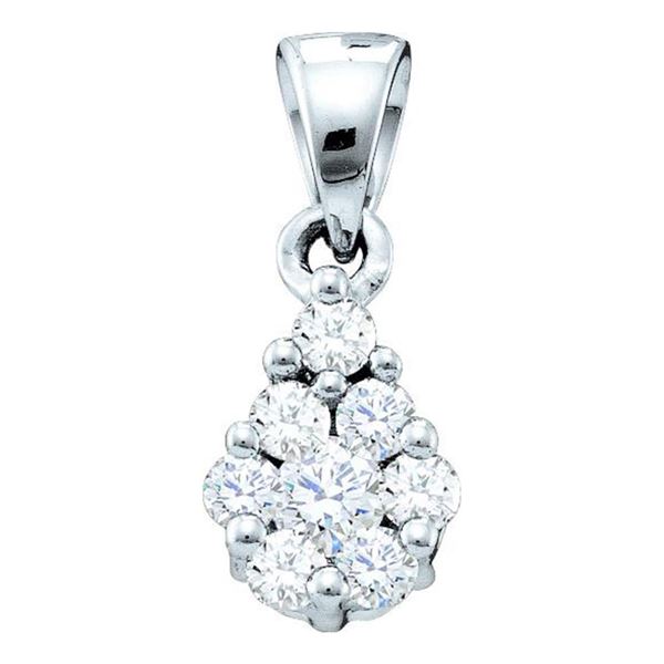 Diamond Flower Cluster Pendant 1/6 Cttw 14kt White Gold