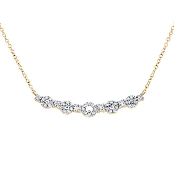 Diamond Circle Bar Necklace 1/3 Cttw 14kt Yellow Gold