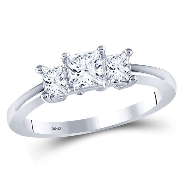 Princess Diamond 3-stone Bridal Wedding Engagement Ring 1 Cttw 14kt White Gold