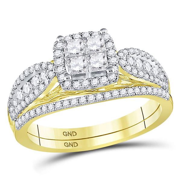 Princess Diamond Bridal Wedding Ring Band Set 1 Cttw 14kt Yellow Gold