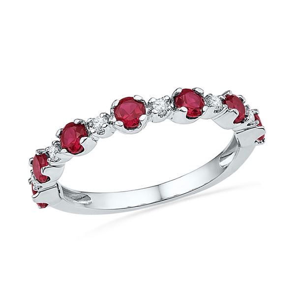 Lab-Created Ruby Band Ring 1 Cttw 10kt White Gold
