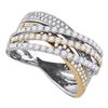 Image 1 : Diamond Crossover Band Ring 1-1/3 Cttw 14kt Two-tone Gold