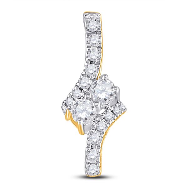 Diamond Fashion 2-stone Pendant 1/4 Cttw 14kt Yellow Gold
