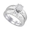 Image 2 : His Hers Diamond Solitaire Matching Wedding Set 1/5 Cttw 10kt White Gold