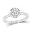 Image 1 : Diamond Flower Cluster Ring 1/3 Cttw 14kt White Gold