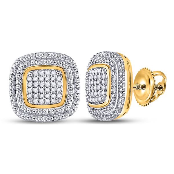 Diamond Square Cluster Earrings 1/6 Cttw 10kt Yellow Gold