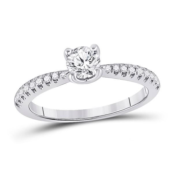 Diamond Solitaire Bridal Wedding Engagement Ring 3/4 Cttw 14kt White Gold