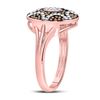 Image 3 : Red Color Enhanced Diamond Starburst Cluster Ring 1/3 Cttw 10kt Rose Gold