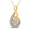 Image 1 : Diamond Teardrop Cluster Pendant 1/10 Cttw 10kt Yellow Gold