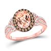 Image 1 : Oval Morganite Diamond Solitaire Ring 5/8 Cttw 14kt Rose Gold