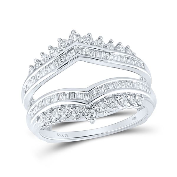 Diamond Wedding Wrap Ring Guard Enhancer 3/4 Cttw 14kt White Gold