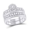 Image 2 : His Hers Diamond Solitaire Matching Wedding Set 1 Cttw 14kt White Gold