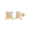 Image 1 : Mens Yellow Color Enhanced Diamond Kite Square Earrings 1/2 Cttw 10kt Yellow Gold