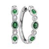 Image 1 : Oval Emerald Diamond Hoop Earrings 1 Cttw 18kt White Gold
