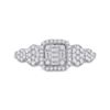 Image 2 : Baguette Diamond Square Cluster Ring 1/2 Cttw 14kt White Gold