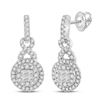 Image 1 : Princess Diamond Dangle Earrings 1/2 Cttw 14kt White Gold