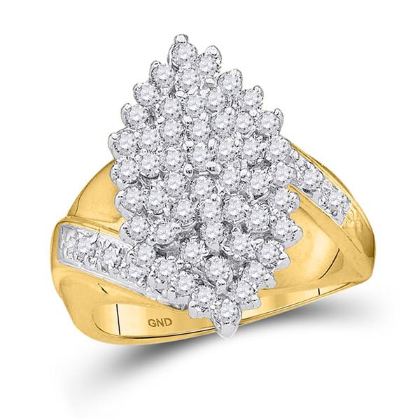 Diamond Marquise-shape Cluster Ring 1 Cttw 10kt Yellow Gold