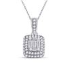 Image 1 : Baguette Diamond Cluster Pendant 5/8 Cttw 14kt White Gold