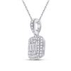 Image 2 : Baguette Diamond Cluster Pendant 5/8 Cttw 14kt White Gold