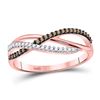 Image 1 : Brown Diamond Band Ring 1/6 Cttw 10kt Rose Gold
