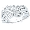 Image 1 : Diamond 5-Stone Crossover Band Ring 1/2 Cttw 10kt White Gold
