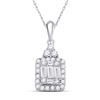 Image 1 : Baguette Diamond Square Cluster Pendant 1/3 Cttw 14kt White Gold