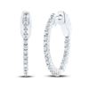 Image 1 : Diamond Single Row Hoop Earrings 1/2 Cttw 10kt White Gold