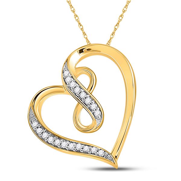 Diamond Heart Infinity Pendant 1/20 Cttw 10kt Yellow Gold