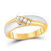 Image 3 : His Hers Diamond Cluster Matching Wedding Set 1/2 Cttw 10kt Two-tone Gold