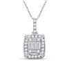 Image 1 : Baguette Diamond Cluster Pendant 1/2 Cttw 14kt White Gold