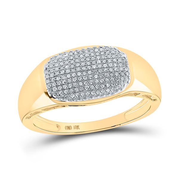 Mens Diamond Cluster Ring 1/4 Cttw 10kt Yellow Gold