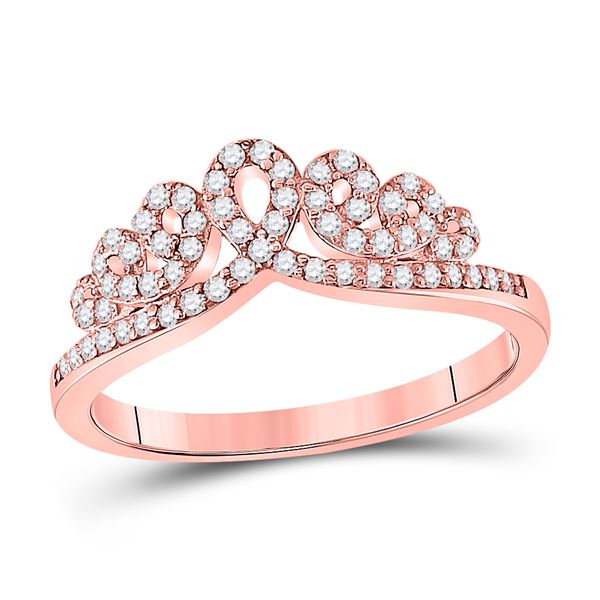 Diamond Fashion Crown Band Ring 1/3 Cttw 10kt Rose Gold